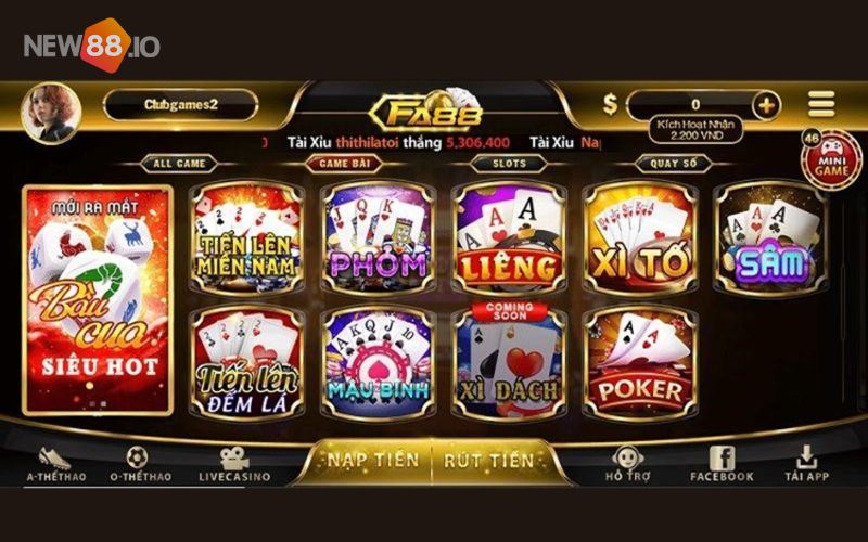Fa88 Club - Casino trực tuyến, game slot đổi thưởng siêu hot 6 Kho game đa dạng, phong phú tại nhà cái